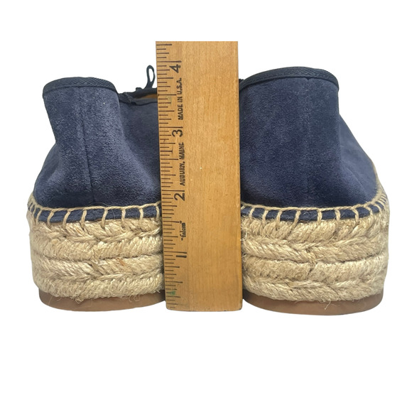 Talbots Sz 8.5 Quinn Platform Espadrilles Navy Suede Jute Sole Slip-On Flats - Picture 6 of 8